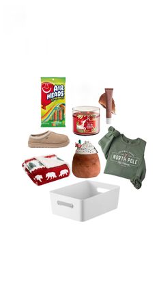 an assortment of items that include shoes, sweaters and t - shirts