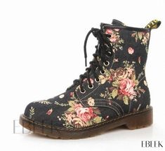 Ebeek - Stylish Vintage Floral Pattern High-top Martin Boots with Western Cowboy Appeal Short Heeled Boots, Floral Ankle Boots, Cowboy Ankle Boots, Cowboy Design, Unique Boots, Rough Heels, Floral Boots, Floral Flats, Women Platform Shoes