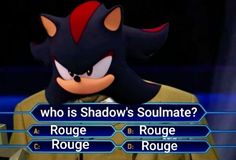 an image of a cartoon character with the words who is shadow's soulmate?