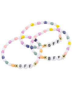 3-Pack BFF Bracelets from carters.com. Shop clothing & accessories from a trusted name in kids, toddlers, and baby clothes. Bff Bead Bracelets, School Bracelets, Toddler Girl Accessories, Making Bracelets With Beads, Bff Bracelets, Pretty Beads, Bead Ideas, Girl Jewelry, Stretchy Bracelets