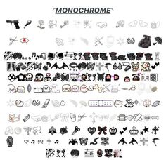 an image of many different tattoos on a white background with the words monochromee