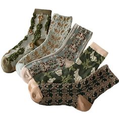 PRICES MAY VARY. 🌷【Material】75% cotton 23% spandex 2% elastic The knit material is warm but light enough to fit in a pair of shoes without being too bulky. You can wear them with dress shoes or casual shoes, and hold up to multiple washing. 🌹【Comfort】 These Cotton Socks are super soft, comfortable, breathable, sweat-absorbent, and deodorant which guarantee to keep your feet fresh and dry. 🌼【Elegant and stylish】 These cotton socks are gorgeous, comfortable, not itchy, not too tight around the Clothes Dye, Sock Store, Mode Shoes, Vintage Socks, Floral Socks, Dream List, Hot Lingerie, Year 7, Pomegranate Juice