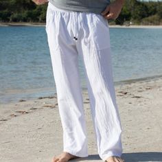 Men's Linen Pants Trousers Summer Pants Beach Pants Pleated Pants Drawstring Elastic Waist Plain Breathable Soft Casual Daily Holiday Linen / Cotton Blend Fashion Streetwear White Micro-elastic Mens Linen Pants, Daily Holidays, Home Beach, Linen Blend Pants, Mens Linen, Beach Pants, Summer Pants, Pleated Pants, Type Of Pants