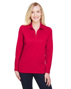 Shop Devon & Jones DG20LW in Red & get instant bulk discounts. This 100.00% Polyester Women Polo Shirt is often used for Keep It Blank projects by our customers | Ships Fast | Award-Winning Customer Service. Polo Design, Polo Women, Polo Long Sleeve, Long Sleeve Polo Shirt, Plaits, Professional Look, Polo Shirt Women, Long Sleeve Polo, Devon