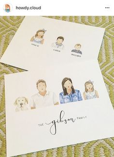 two envelopes with family pictures on them