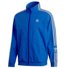 Brand New With Tag Adidas Originals Track Jacket Full Zip Blue Bird/White Ed6093 Small/Medium Blue Streetwear Outerwear With Three Stripes, Blue Stripe Outerwear For Streetwear, Adidas Blue Track Jacket For Streetwear, Blue Three Stripes Track Jacket For Fall, Casual Blue Adidas Outerwear, Classic Long Sleeve Track Jacket For Spring, Blue Adidas Track Jacket For Winter, Adidas Blue Track Jacket For Winter, Adidas Blue Track Jacket For Spring