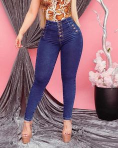 High Waist Tummy Control Stretchy Jeans Tightening Jeans, Denim Jeans Outfit, Denim Decor, Middle Age Fashion, Denim Pants Women, Denim Chic, Blue Trousers, Stretchy Jeans, Tights Outfit