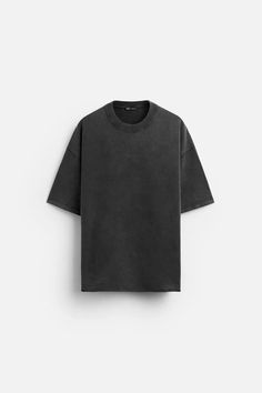 OVERSIZED WASHED SWEATSHIRT - Black | ZARA United States Oversized Grunge Sweatshirt In Washed Black, Black Oversized Short Sleeve Sweatshirt, Oversized Urban Washed T-shirt, Zara Streetwear Sweatshirt With Crew Neck, Zara Crew Neck Sweatshirt For Streetwear, Zara Casual Oversized Sweatshirt, Urban Style Relaxed Fit Short Sleeve Sweatshirt, Zara Oversized Cotton Sweatshirt, Washed Sweatshirt