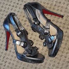 Good Used Condition. General Wear. Please Check Pictures. Red Sole. No Box. No Dustbag. No Heel Tips. Platform. Size 38. Please Know Sizing Info. Silver. Louboutin Heels, Christian Louboutin Heels, Red Sole, Louboutin Shoes, Christian Louboutin Shoes, Christian Louboutin, Dust Bag, Women Shoes, Heels