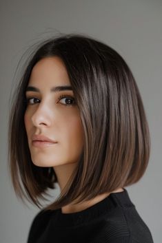 Hair Peg, Thick Bob Haircut, Modern Pixie Haircut, Bob 2024, Shoulder Length Hairdos, Sleek Short Hair, Communion Hairstyles, Medium Length Hairstyles, Dark Hair With Highlights