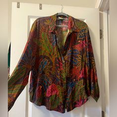 Never Been Worn, New Without Tags! Farm Rio Long Sleeve Button Up Shirt. Originally $165. Multicolor Print Tops For Fall Workwear, Multicolor Print Tops For Workwear And Fall, Multicolor Print Tops For Workwear In Fall, Long Sleeve Tops With Vibrant Print For Work, Multicolor Vibrant Print Shirt For Fall, Multicolor Buttoned Shirt For Work, Multicolor Button-up Shirt For Work, Multicolor Button Closure Blouse For Fall, Multicolor Button Closure Shirt For Work