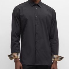 Brand New Men’s Burberry Sheffield Sport Shirt. Size Medium. Designer Black Shirt For Business, Designer Black Shirt With Spread Collar, Designer Black Semi-formal Shirt, Luxury Black Business Shirt, Designer Business Shirt For Fall, Burberry Shirts, Burberry Shirt, Burberry Black, Sport Shirt