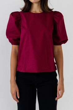 Our Puff Sleeve Top from English Factory is a wardrobe must-have. This versatile top can be styled with any outfit, dressed up or down, worn to work or parties. The puffy sleeves add a stylish edge to a simple silhouette, seamlessly adding a bit of fashionableness to your outfit. Round neckline Puffy elbow-length sleeves with elastic armholes Back keyhole with concealed button-and-loop closure Split hem Regular length Hand wash cold Do not bleach Do not tumble dry Iron low Shell: 100% Cotton BH1 Puffed Sleeve Top, Summer Style Guide, English Factory, Casual Party Dresses, Poplin Top, Maxi Dress Sale, Fashion Night, Puffy Sleeves, Pink Maxi Dress