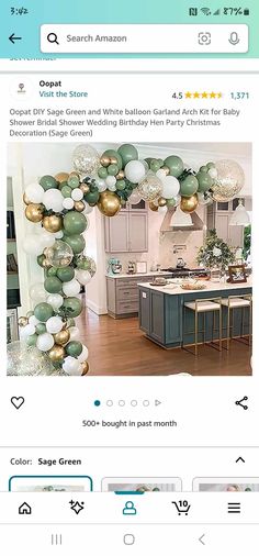 an image of a kitchen decorated with balloons