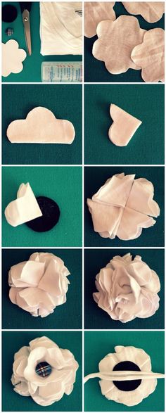 the steps to make paper flowers are shown