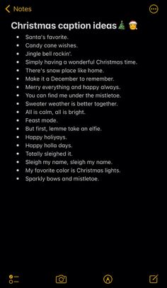 the christmas caption ideas list on an iphone