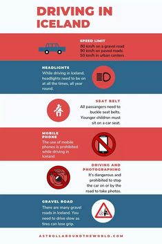 an info sheet describing the different types of vehicles that are driving on land in iceland