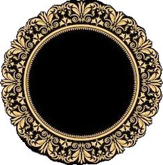 a black and gold frame with ornate designs on the border is shown in this image