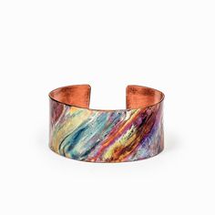 Modern Multicolor Cuff Bangle Bracelet, Modern Multicolor Bangle Cuff Bracelet, Modern Adjustable Multicolor Cuff Bracelet, Adjustable Multicolor Patina Jewelry, Coloring Metal, Pyrite Jewelry, Jewelry Magic, Copper Bracelets, Copper Jewellery