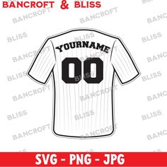 a white baseball jersey with the number 00 on it and an inscription that reads, your name