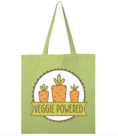 carrot logo with veggie powered vegan quote Vegan Quotes, Cotton Tote Bag, Kids T Shirts, Cotton Tote Bags, Lime Green, Kids Tshirts, Reusable Tote Bags