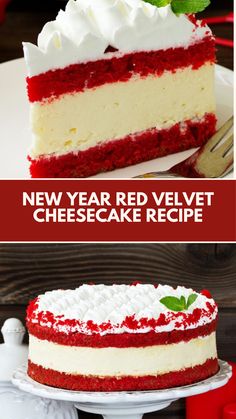 red velvet cheesecake recipe on a white plate