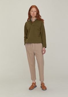 Gabi Cotton Pull On Pants | Loden | TOAST Simple Clothing, Cotton Plant, Women Outfit, Pull On Pants, Soft Black, For The Home, Simple Outfits, Tapered Legs, Cotton Twill