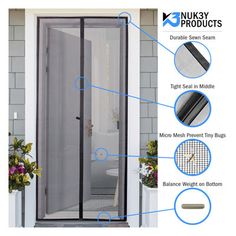 an image of a screen door with instructions on how to install it and where to put the screen