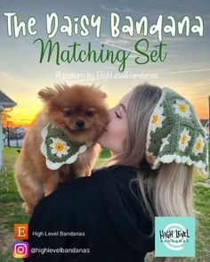 the daisy bandana matching set is an adorable crochet pattern for dogs and cats