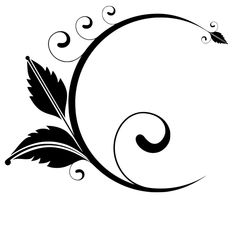 a black and white swirl design with leaves