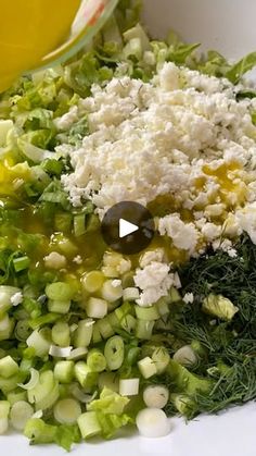 the ingredients are being mixed together in a bowl for this dish, including celery, onions and cheese