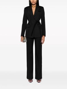 Lanvin Belted Tailored Blazer - Farfetch Luxury Long Sleeve Fall Pantsuit, Luxury Long Sleeve Pantsuit For Fall, Luxury Long Sleeve Formal Pantsuit, Tailored Black Belted Blazer, Luxury Formal Blazer With Belted Cuffs, Formal Black Belted Blazer, Luxury Formal Pantsuit For Fall, Luxury Fall Formal Pantsuit, Luxury Blazer With Belt Loops And Long Sleeves