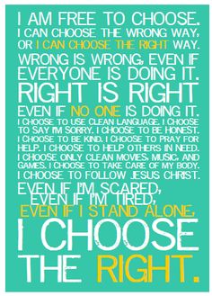 a blue and yellow poster with the words i am free to choose