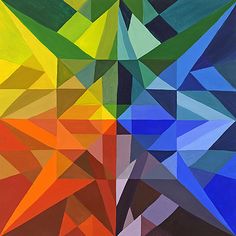 an abstract painting with different colors and shapes