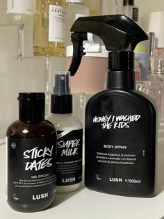 #lush #supermilk #stickydates #honeyiwashedthekids #perfumes #bodyspray #haircare #pinkscented Lush Milk Spray, Supermilk Lush, Lush Products Aesthetic, Lush Fragrance, Best Lush Products, Lush Aesthetic, Lush Products