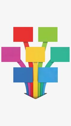 an image of colorful arrows in the shape of a tree with blank labels on it