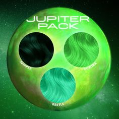 Get an out-of-this-world ombre with our Jupiter Pack! 3 shades of green to blend a custom color or create the perfect fade.Includes:1 jar Beetle1 jar Juniper1 jar Aurora Ingredients Water/Aqua/Eau, Cetyl alcohol, Stearyl alcohol, Behentrimonium chloride, Glycerin, Stearalkonium chloride, Cetrimonium chloride, Carthamus tinctorius (hybrid safflower) seed oil, Sorbic acid, Hydrolyzed oat protein, Hydrolyzed rice protein, Phenoxyethanol, Parfum/Fragrance, May contain: CI 51004, CI 52015, CI 42600, Lunar Tide, Cassandra Tangled, Dyed Hair Pastel, Got Characters, Hair Dyes, Rice Protein, Semi Permanent Hair Color, Custom Shades, Permanent Hair Dye