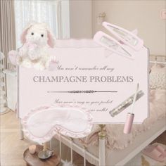 there is a pink sign that says champagne problems on the front and back of it