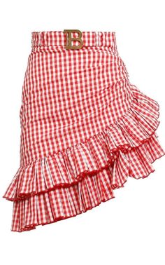 Rok Mini, Red Gingham, Plaid Mini Skirt, Moda Vintage, Gingham Print, Skirt Design, Stage Outfits, Plaid Skirts, Ruffle Skirt