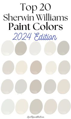 the top 20 sheryln williams paint colors for 2014, including white and gray