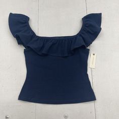 Maeve Anthropologie Navy Blue Ruffle Square Neck Blouse Women’s Small New Condition Is New With Tags See Pics Ls207/23 T19 Lh16 Ikat Blouse, Shimmer Blouse, Square Neck Blouse, Wrap Tunic, Overlay Blouse, Babydoll Tank Top, Tunic Shirt Dress, Navy Blue Blouse, Multi Color Blouse