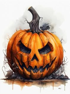 a drawing of a jack o lantern pumpkin