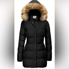 Wenven Women's Winter Thick Puffer Coat Warm Jacket With Faux Fur Removable Hood Color: Black With Brown & Black Faux Fur Size: M Nwt! Brand New! This Is A Very Well Made, Heavy, High Quality, Jacket. Material -- Shell: 100% Polyester; Insulation: 100% Synthetic Insulation Filled With A Thick Layer Of Insulation, A Stand Collar, Protective Double Enclosure, And Windproof Ribbed Cuffs, This Womens Winter Coat Is Designed For Optimal Warmth And Comfort! Protects Against Light Rain - Rated 5000mm On The Waterproof Index, This Warm Women's Coat Features An Outer Shell With A Dwr Finish And Transparent Film That Protects You Against Snow And Drizzles. Warm!! - When Used, The Detachable Hood Womens Winter Coat, Long Winter Coats, Light Rain, Womens Winter, Black Faux Fur, Warm Jacket, Winter Coats Women, Detachable Hood, Women's Coat