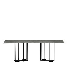 a rectangular table with metal legs and a marble top