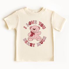 "Kids Valentines Day Shirt, Valentines for Kids, Baby Love Onesie®, Love Sweatshirt, Cute Bear Onesie®, Funny Kids Valentine Gift, Baby Love HOW TO ORDER * Please review all the information provided before placing an order. 1. Select the style and size using the drop-down menu. 2. Select color 3. [APPLICABLE ONLY ON CERTAIN LISTINGS] Follow the instructions to fill out the \"Add your personalization\" option, e.g., specifying custom sayings or selecting design colors. 4. Select quantity Need mor Cute Letter Print T-shirt For Playtime, Playful Short Sleeve Top For Valentine's Day, Playful Crew Neck Top For Valentine's Day, Playful Cotton Tops For Valentine's Day, Cute Letter Print Tops For Valentine's Day, Cute Slogan Tops For Valentine's Day, Playful Graphic Print Top For Valentine's Day, Cute Text Print Tops For Valentine's Day, Cute Slogan Tops For Mother's Day