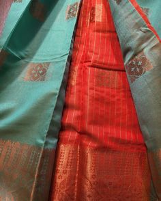 Dive into serenity with our Sea green   with Red pallu Banarasi Silk Saree.This ethereal masterpiece is a celebration of tranquility and opulence, perfect for those who seek a harmonious blend of elegance and tradition. 👗 Banarasi Silk Drapery: Crafted from luxurious Banarasi silk, the saree not only exudes regality but also drapes with a silky smoothness that feels like a dream against the skin. ✨ Versatile Splendor: Ideal for weddings, festive occasions, or cultural celebrations, this saree t Green Cotton Silk Anarkali Set For Festivals, Festival Cotton Silk Green Anarkali Set, Fusion Silk Sets For Festivals, Red Cotton Silk Dupatta With Traditional Drape, Red Cotton Silk Lehenga With Cutdana, Red Cotton Silk Lehenga With Traditional Drape, Red Cutdana Cotton Silk Lehenga, Chanderi Sets With Zari Work For Rituals, Festive Red Cotton Silk Lehenga