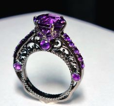 Luxury Purple Amethyst Spiritual Ring, Sterling Silver Purple Ring With Vs Clarity, Sterling Silver Purple Rings With Vs Clarity, Luxury Purple Amethyst Ring In Sterling Silver, Hallmarked Purple Sapphire Sterling Silver Ring, Luxury Purple Sterling Silver Ring, Wedding Amethyst Crystal Ring Stamped 925, Purple Amethyst Promise Ring Stamped 925, Purple Amethyst Ring Stamped 925 For Promise