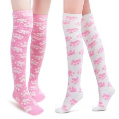 PRICES MAY VARY. Thigh High Socks with cute paws printed. Coral Fleece "fluffy" Material keep legs warm. Super Comfy and Fit Any Occasions. Daily wear, role play, cosplay, parties, photoshoots. A Warm Sweet Birthdays, Holidays Gift for lovers, wife, daughter, sister, girlfriends. Length is 23.6 inches before stretch, and could be stretched up to 27.5 inches. The socks heel to toe is 6.7 inches and could be stretched up to 10.2 inches. The stocking top perimeter is 6.2 inches before stretch, and Paws Socks, Kawaii Socks, Paw Pattern, Fluffy Socks, Thigh High Socks, Patterned Socks, Pink Outfits, Knee High Socks, Kawaii Clothes