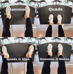 four images show the different positions of feet on a chair and how to use them