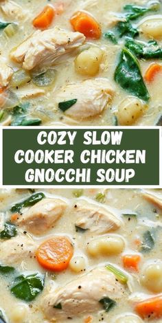 "Try this Slow Cooker Chicken Gnocchi Soup for a hearty and satisfying dinner. With tender chicken and flavorful gnocchi, it’s sure to become a family favorite. Follow the recipe and enjoy!" Chicken Gnocchi Recipes Crock Pot, Chicken Gnocchi Crockpot Soup, Chicken And Dumplings Gnocchi, Crock Pot Chicken Gnocchi Soup, Olive Garden Chicken Gnocchi Soup Crockpot Reci, Slow Cooker Gnocchi Soup, Gnocchi Recipes Crockpot, Chicken And Gnocchi Soup Crockpot, Chicken And Dumplings With Gnocchi